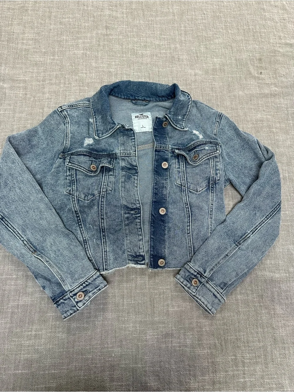 Hollister Light Blue Cropped Denim Jacket